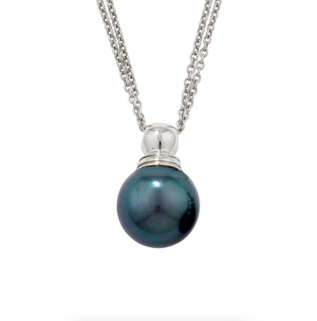 Grey Pearl Ball Pendant Necklace