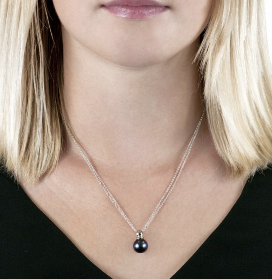 Grey Pearl Ball Pendant Necklace