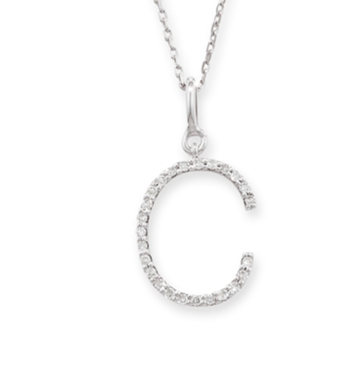 Initial C Diamond Pendant Necklace
