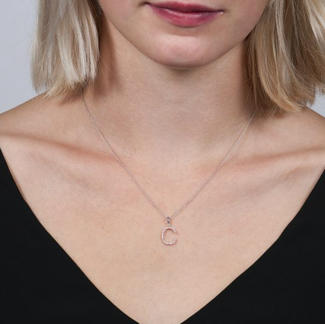 Initial C Diamond Pendant Necklace
