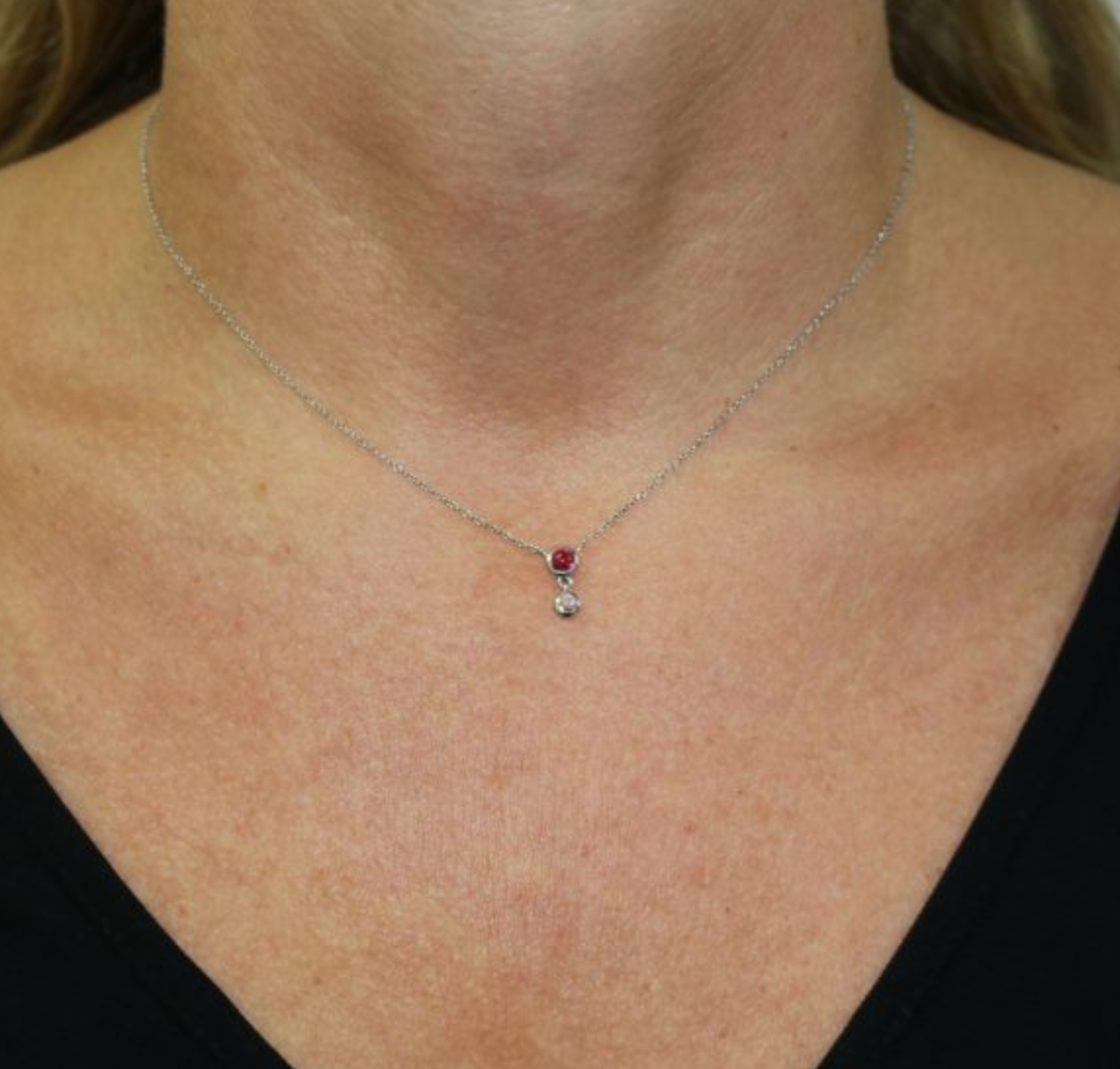 Pink Tourmaline and Moonstone Pendant Necklace
